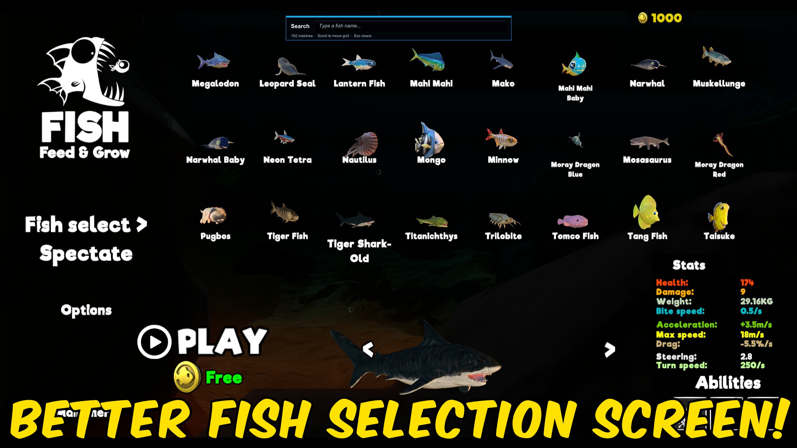 Feed and Grow: Fish — Better Fish Selection Screen